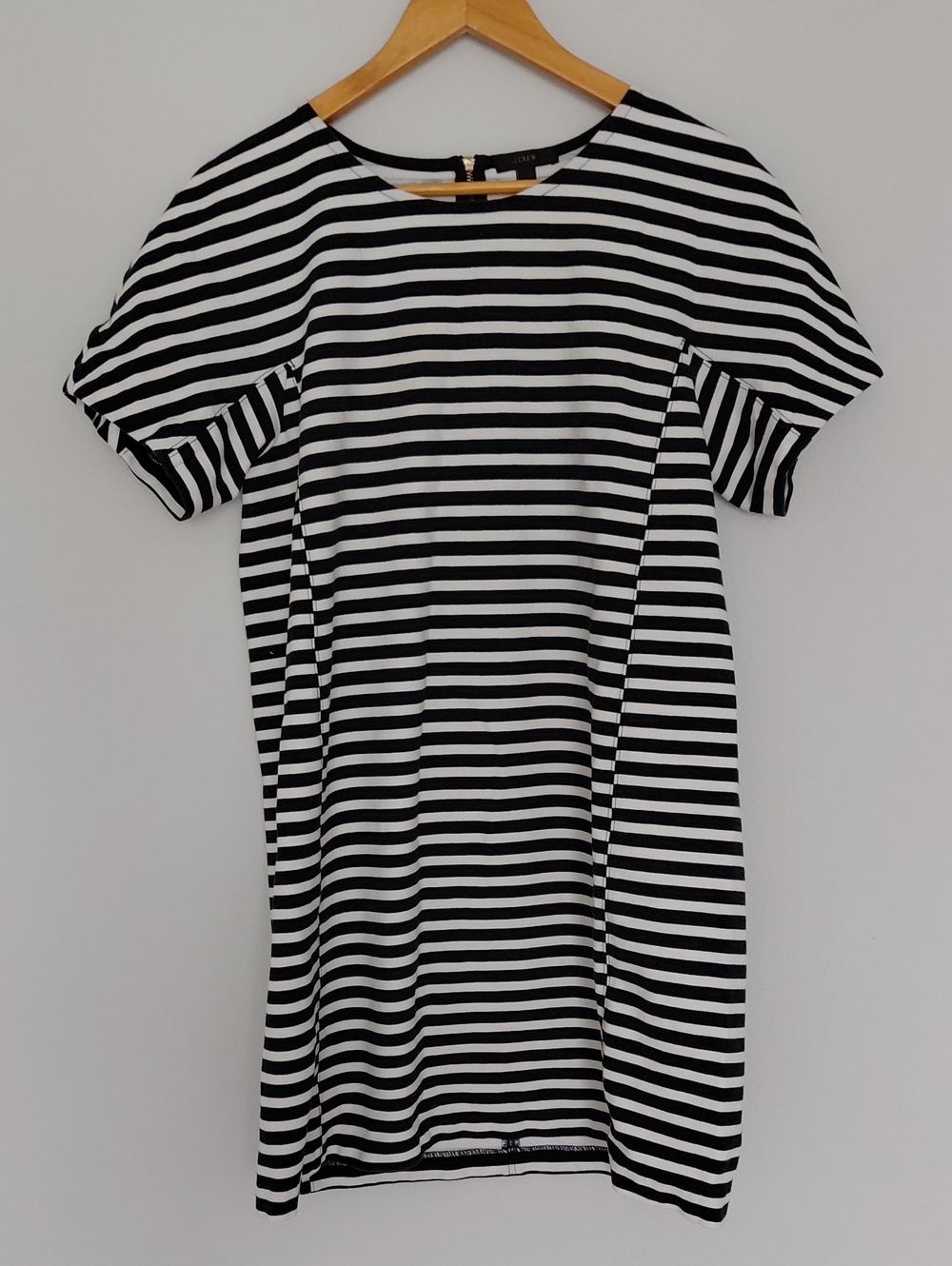Jcrew Black & White Striped Short Sleeve Dress